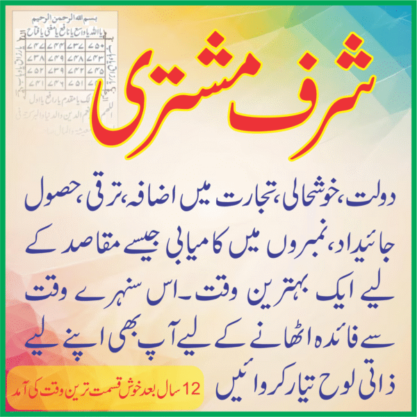 شرف مشتری | Powerful Taweez for rizq aur barakat | Jupiter Talisman